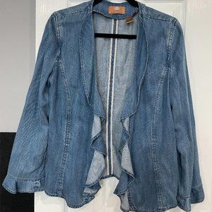 Dana Buchman Denim Vintage Ruffled Jacket 10 Redu… - image 1